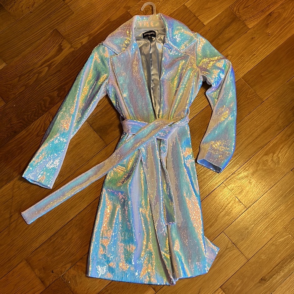 Iridescent trench coat